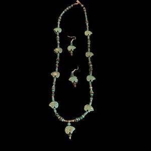 Zuni Bear Fetish Necklace Earring Set